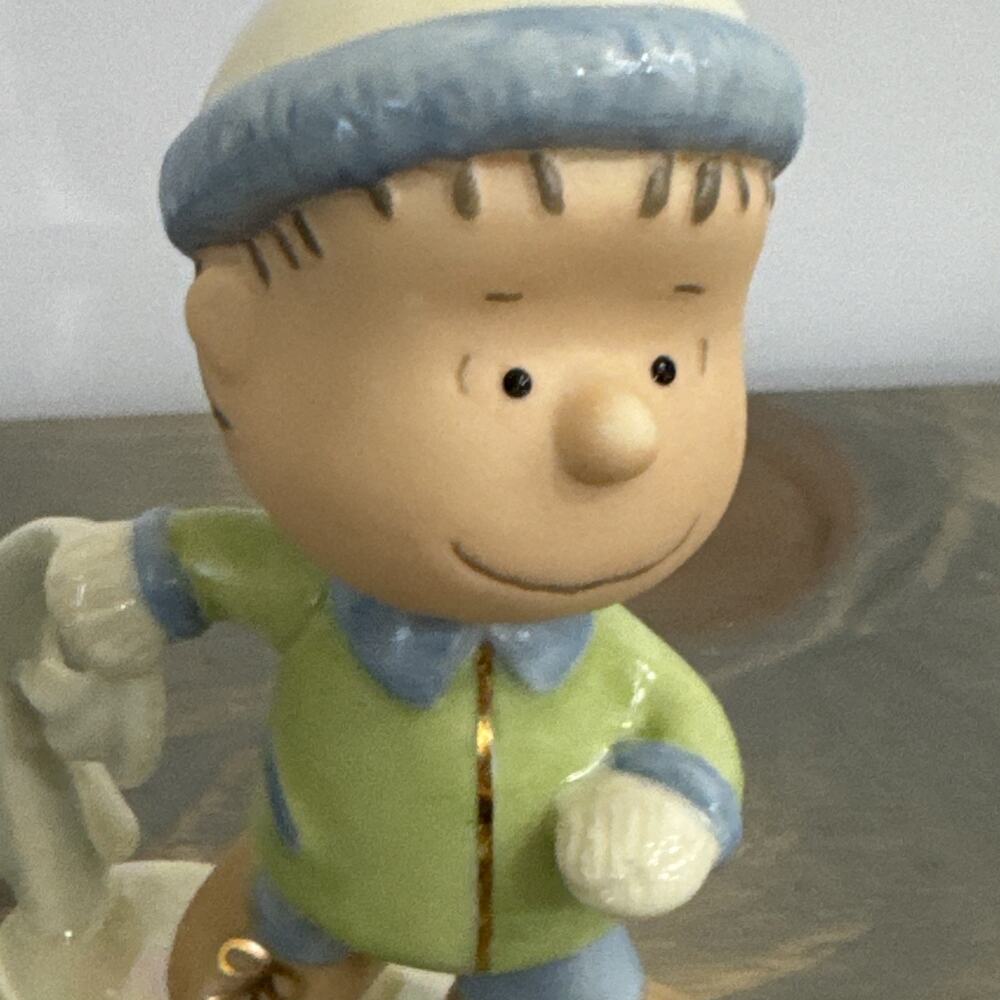 RARE Peanuts Linus Ice Skating W/Blanket Lenox- A Skating Party - Vintage Figure - Picture 3 of 13